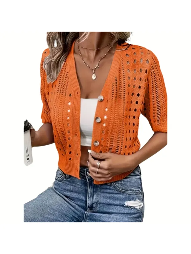 Currero Topje Dames - Top Kleding - Shirt - Blouse - Kort - Volwassen - Oranjerood