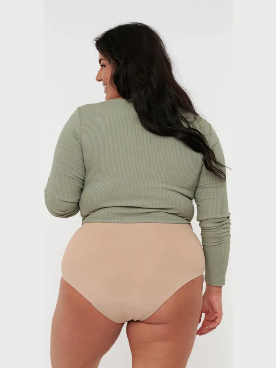 Moodies Undies medium/sterk absorberende seamless high waist menstruatieslip beige, foto 5