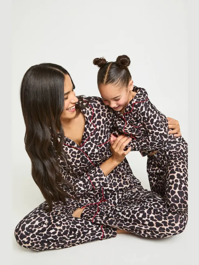 boohoo Dames Superzachte Luipaard Broek Pyjama Set Luipaardprint
