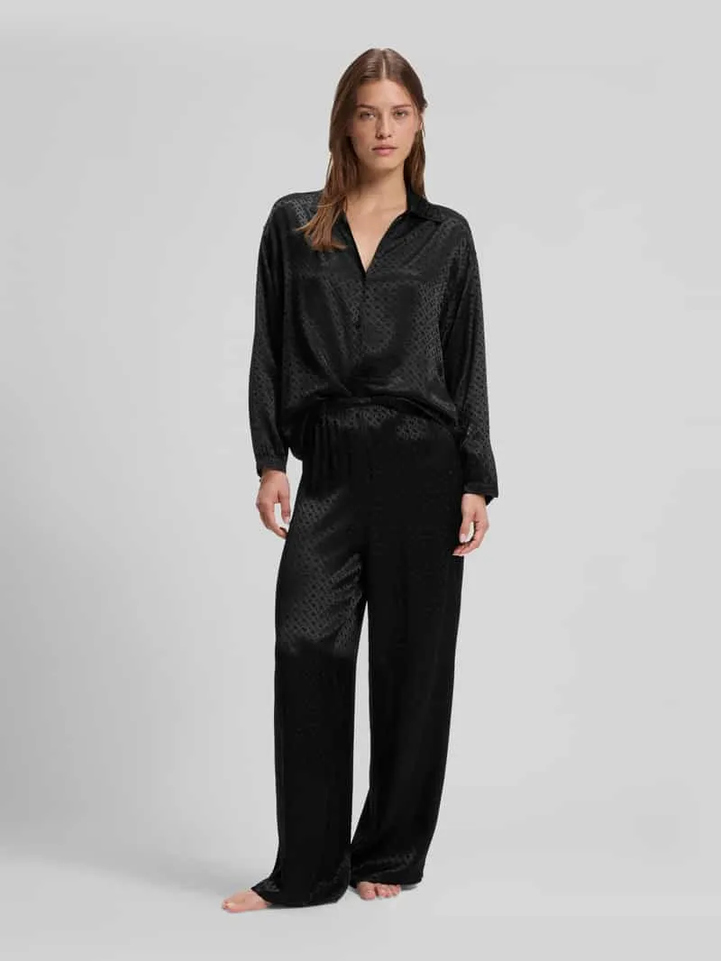 Boss Regular fit pyjamabroek van zuivere viscose met all-over logoprint Zwart
