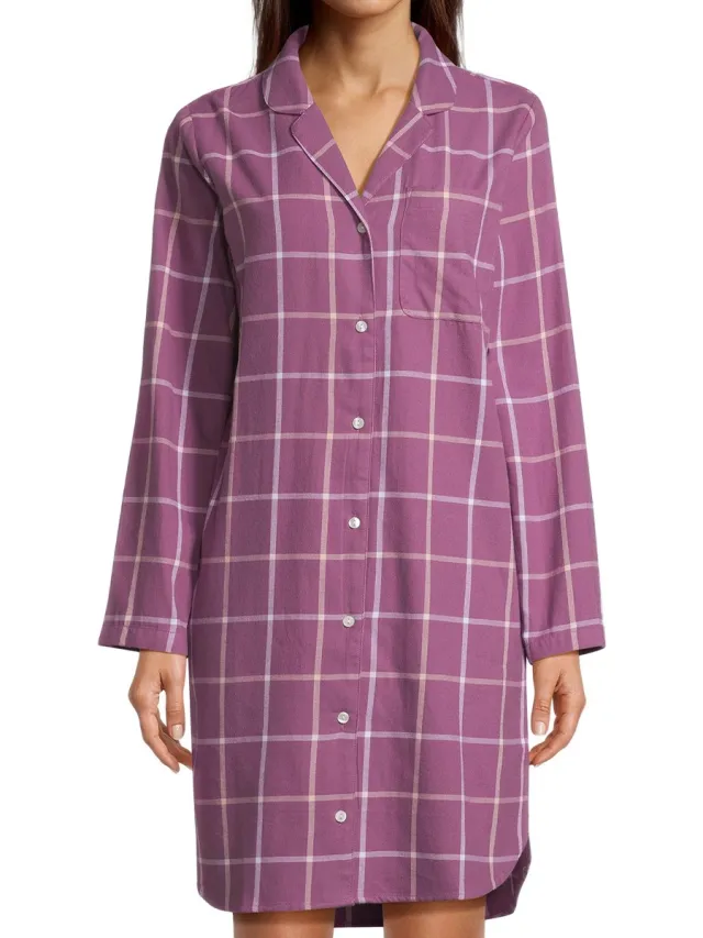 Seidensticker Dames nachthemd Classic Flanell mauve shadow