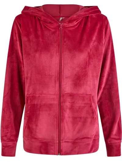 By Louise Dames huispak velours effen rood, foto 2