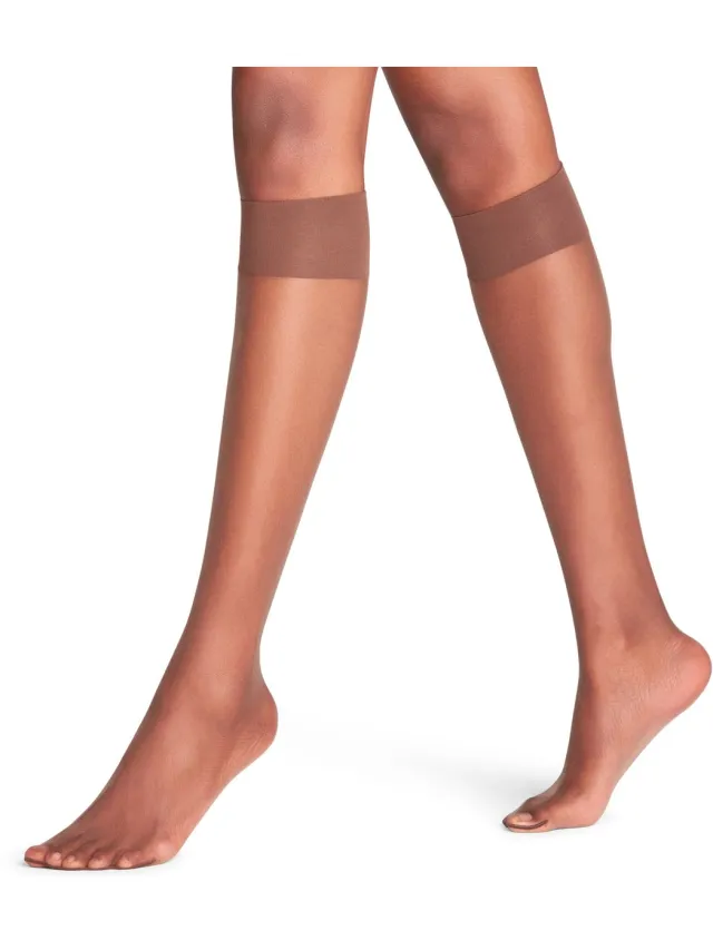 Falke Shelina eenkleurig materiaal transparant 12 DEN kniekousen dames bruin-42