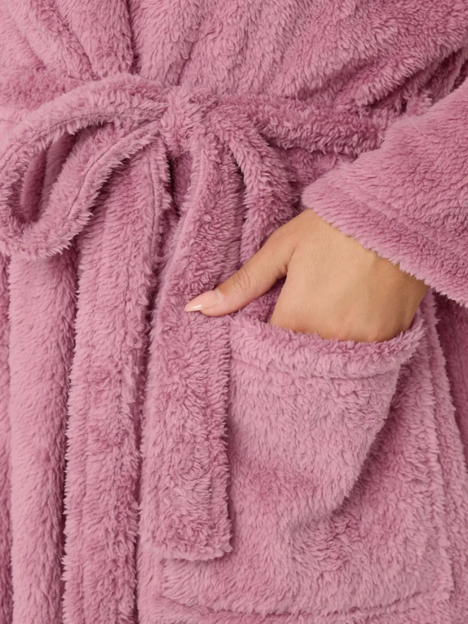 Yours Roze Fluffy Badjas Met Sjaalkraag-56, foto 5