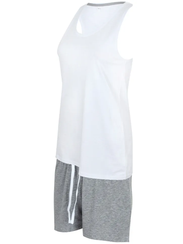 Towel City Korte pyjamaset dames/dames in viscose (Wit/Heathergrijs), foto 2
