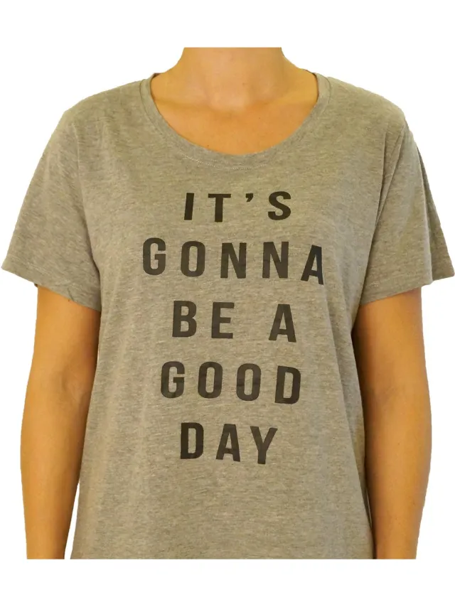 Gino Santi Bigshirt, Slaap T-shirt: Grijs melange It's Gonna be a Good Day Grijs, Antraciet