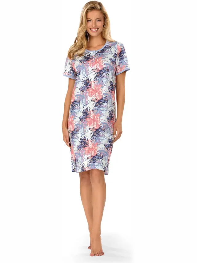 Comtessa Ascafa Nachthemd 'Retro Feeling' - Dames Nachtmode - Korte Mouw - Blauw