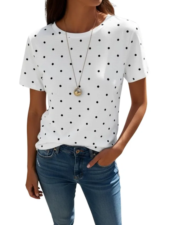 Currero Topje Dames Polkadots - Mouwloze Top - Singlet - Kleding - Shirt - Blouse - Kort - Volwassen - Wit