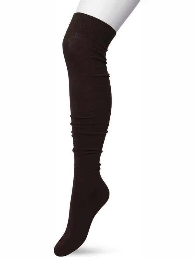 Bonnie Doon Overknee Kousen Donker Bruin Dames - Overknee Sokken - Over de knie - Katoen - Gladde Naden - Extra Comfortabel - Maximaal Draagcomfort - Warm - Overknees - Kniekousen - Donkerbruin - Dark Brown - P53496.106