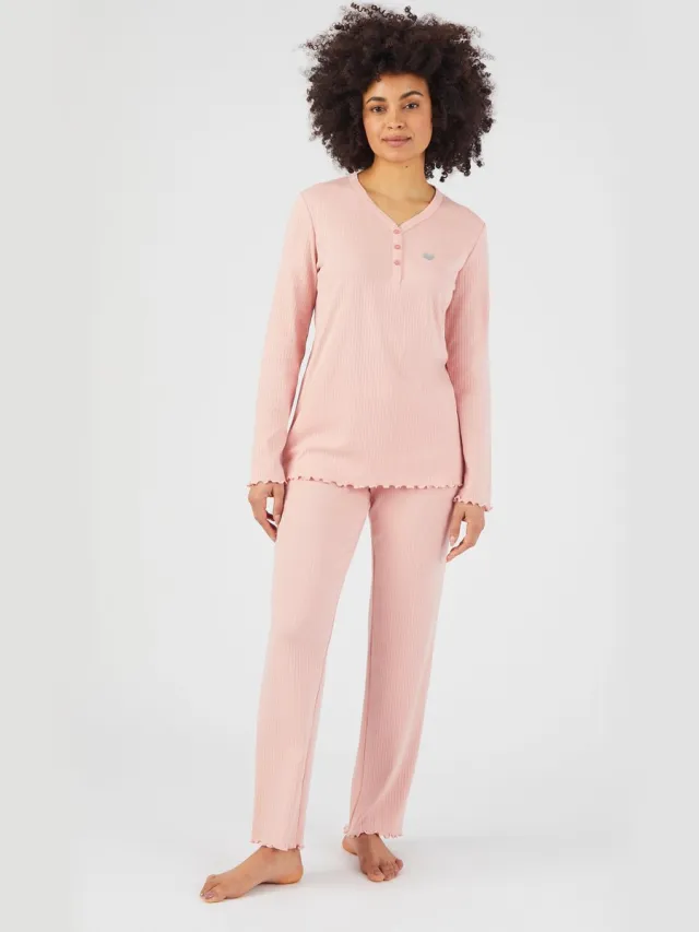 Damart Pyjama ribgebreid - Dames - Roze - 38-40 (S)