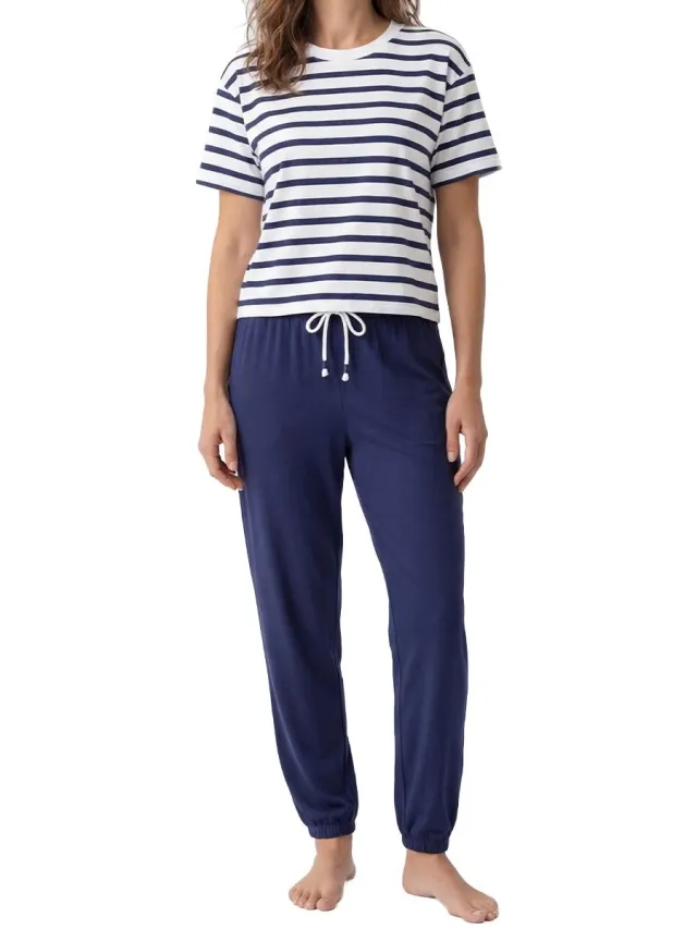 Mey Dames pyjama Solid Love donkerblauw