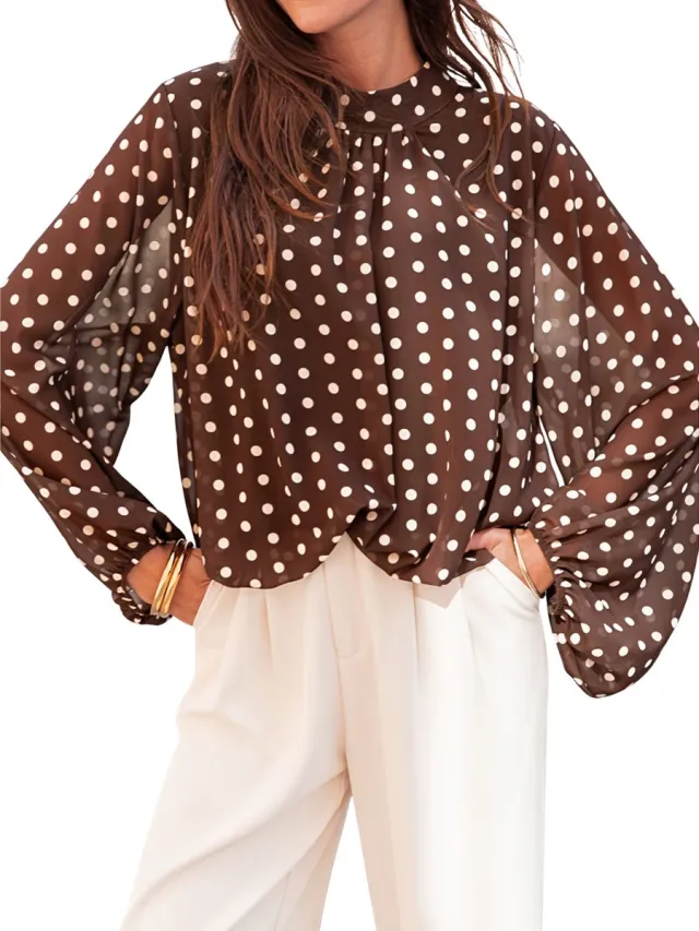 Currero Topje Dames Polkadots - Mouwloze Top - Singlet - Kleding - Shirt - Blouse - Kort - Volwassen - Koffie