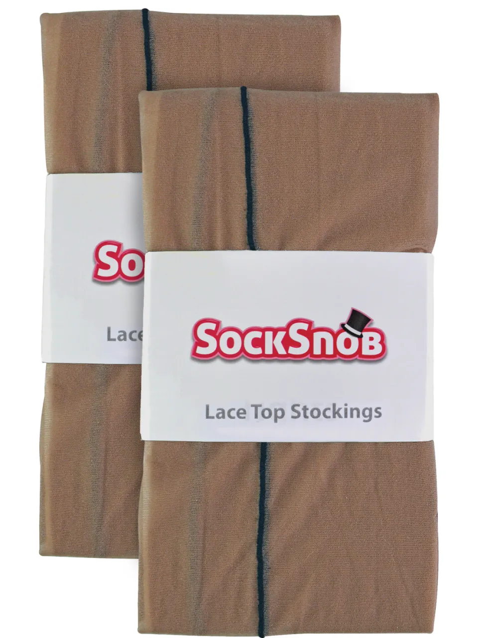 Sock Snob 2 paar dameskousen met kanten bovenkant - Naakt / Zwart, foto 2