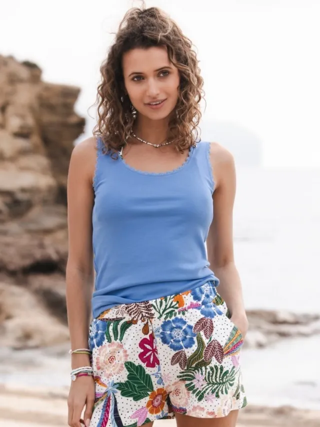 Rebelle Shortama- Tropic Blush - Katoen - Multi/Blauw