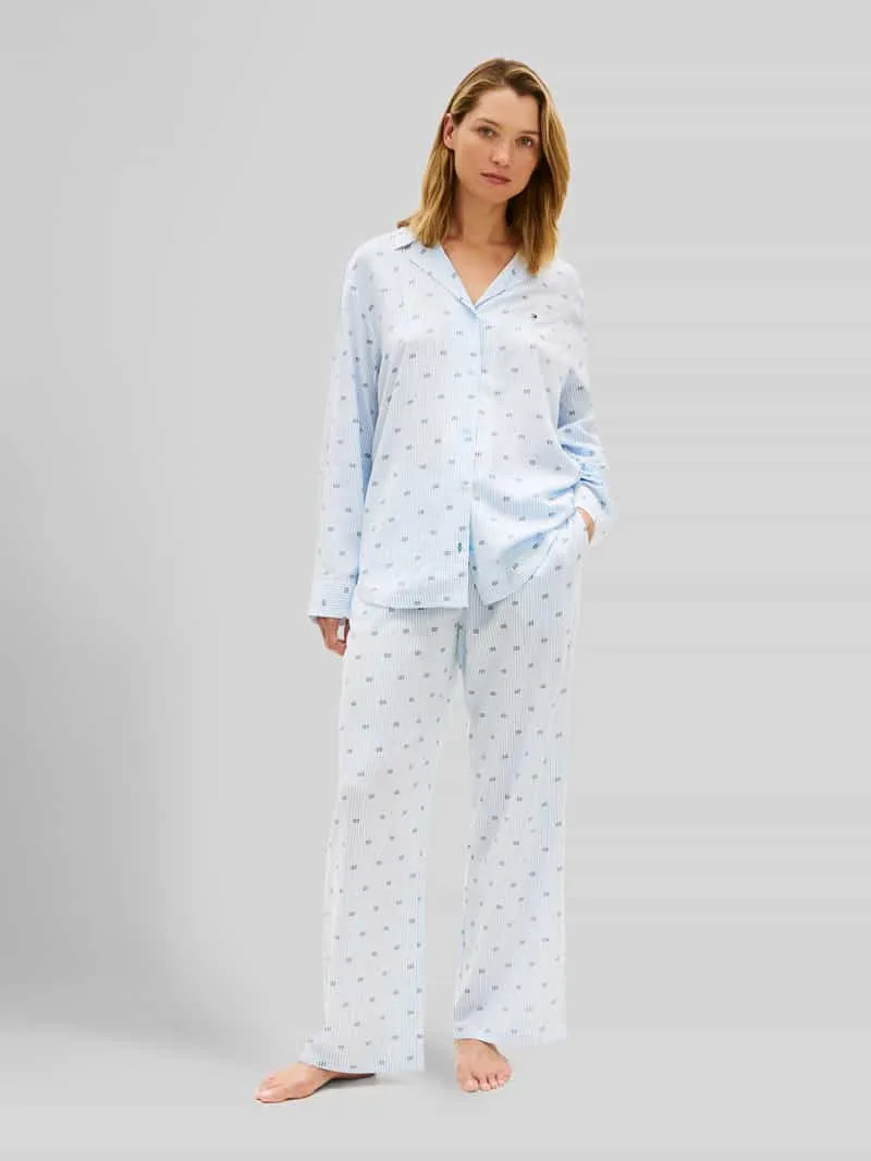 Tommy Hilfiger Pyjamabroek met print van viscose Lichtblauw