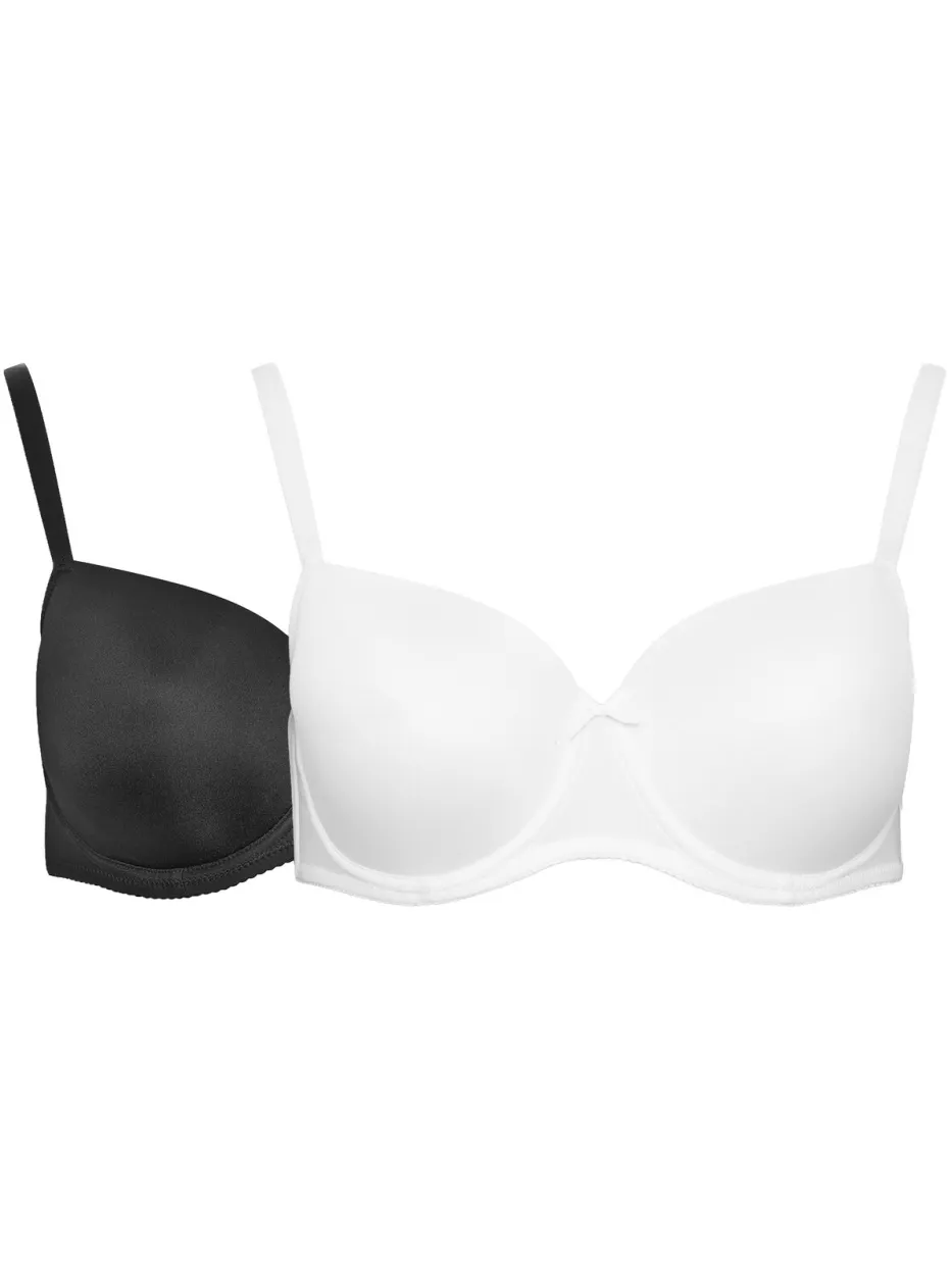 Yours 2 Pack Voorgevormde Tshirt Bh's Met Beugel In Wit/Zwart, foto 3