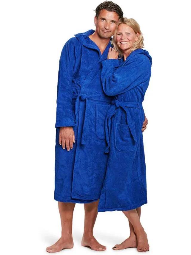 Badrock Unisex badjas kobaltblauw - badjas dames - badjas heren - badstof katoen - ochtendjas - sauna badjas capuchon