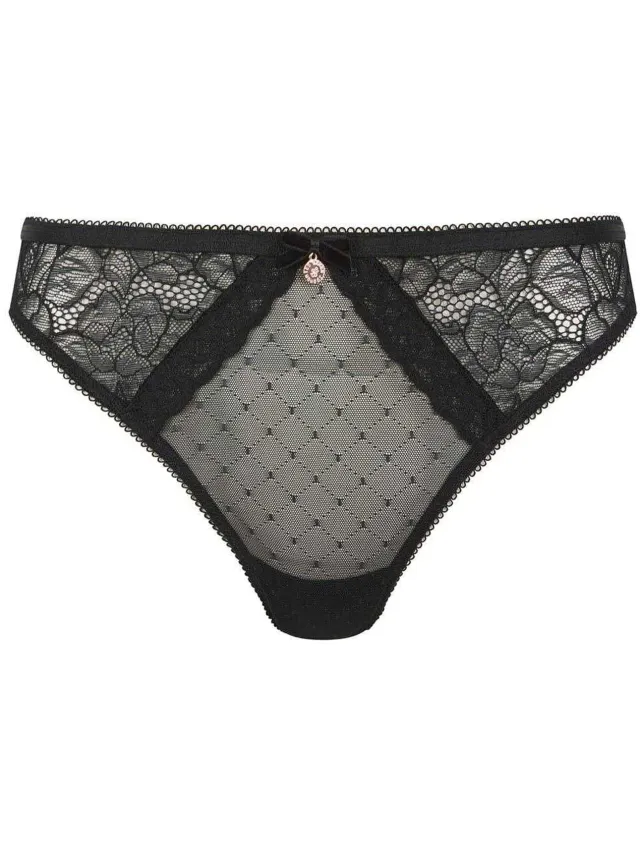 Ted Baker Dames-string Etta met bloemenpatroon en kant (Jet Zwart)