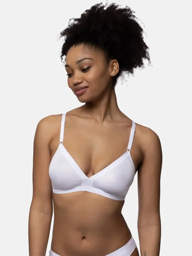 Dorina Niet voorgevormde Bh zonder beugel - Tiffany - Bralette met sluiting - Katoen - 90C - Zwart