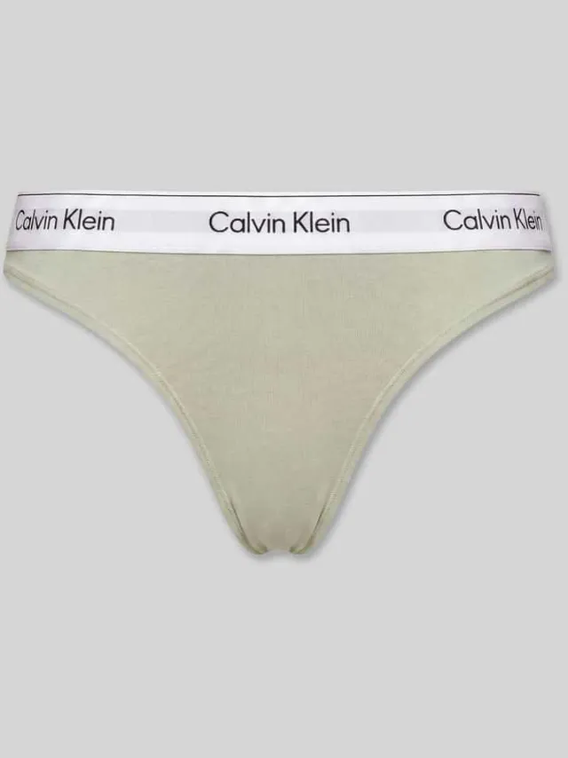 Calvin Klein String van mix van katoen en modal lichtgroen, foto 2