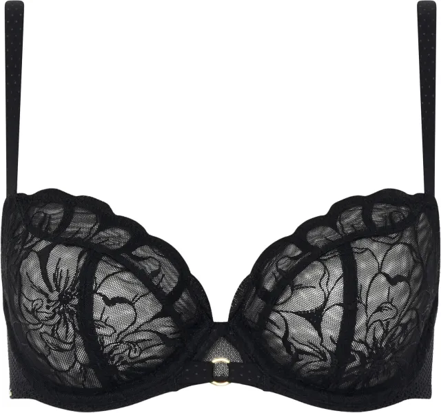 ESOTIQ Bloemen Chantelle - Beha - Zwart - 80F - Geborduurd kant