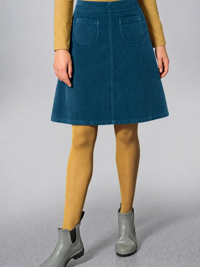 HempAge dames vegan Rok Simple Cord Reef Teal Blauw