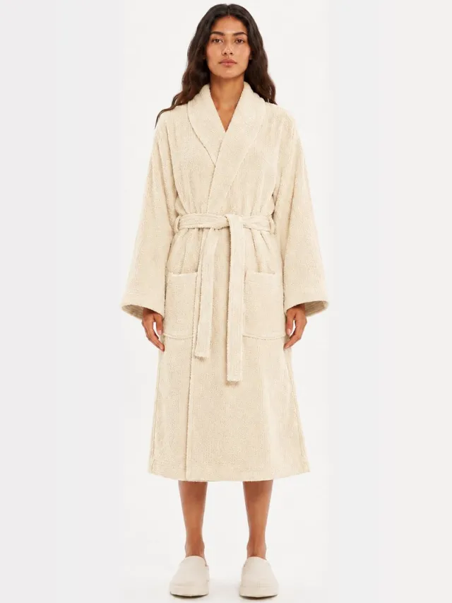 THE LINEN ROOM Katoenen Badjas – 450 GSM – 100% Katoen – Hotelkwaliteit – Unisex – Licht beige-XXL