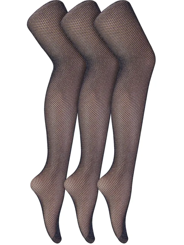 Sock Snob Dames Fishnet Panty's 3 Paar | Stijlvolle Kousen voor Dansfeesten - Zwart Zilver
