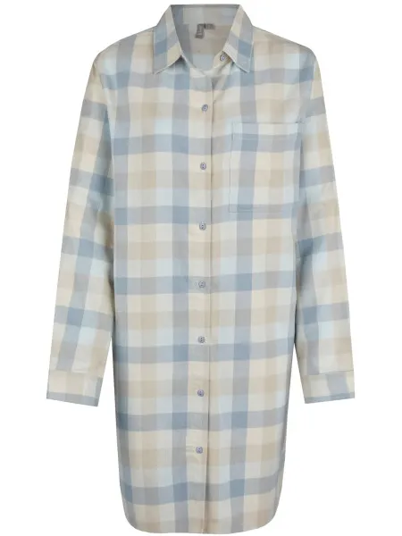 By Louise Dames pyjama nachthemd lang flanel geruit blauw, foto 2