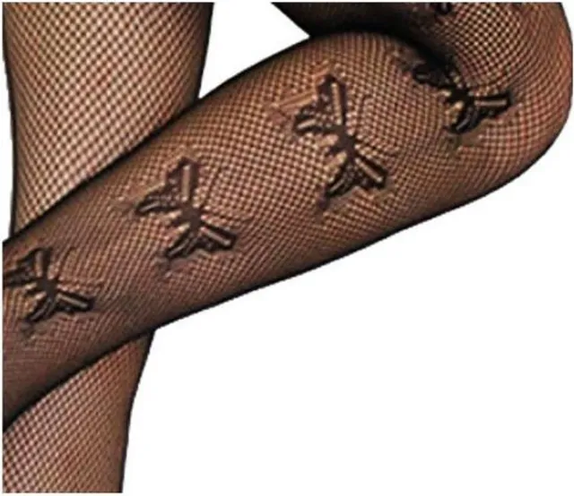 Purplebox Visnet panty "Vlinder"- Fit's a Lady zwart vlinders