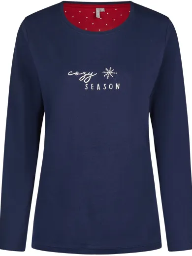 By Louise Dames pyjama set lang katoen blauw, foto 2