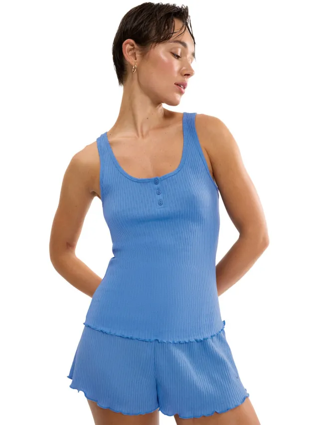 Triumph Mix Match mouwloze pyjamatop blauw