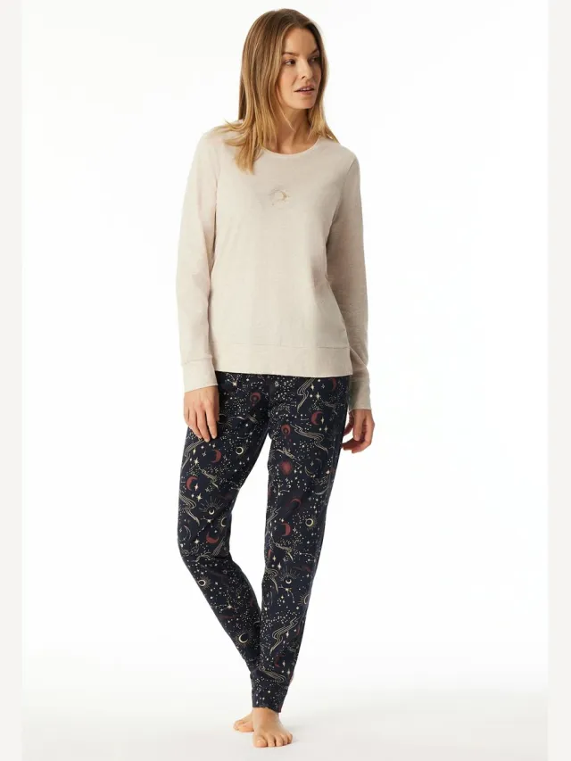 Schiesser Pyjama lang - Dames - Pyjamas beige melange