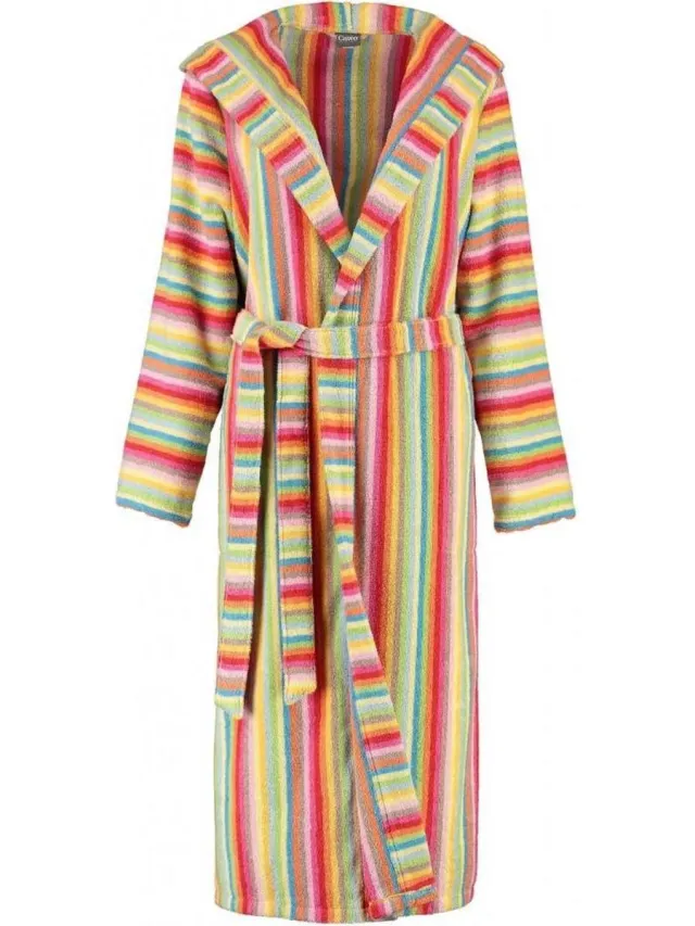 Cawö dames badjas badstof met capuchon multicolor