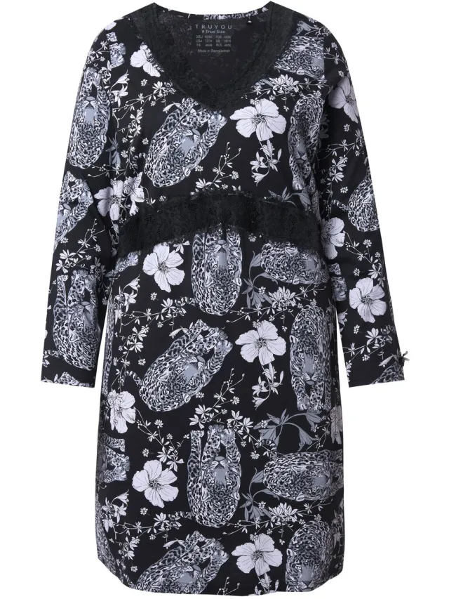 TruYou TruYou - Dames - TruYou nachthemd rozen kant - Donkergrijs - Maat 42+