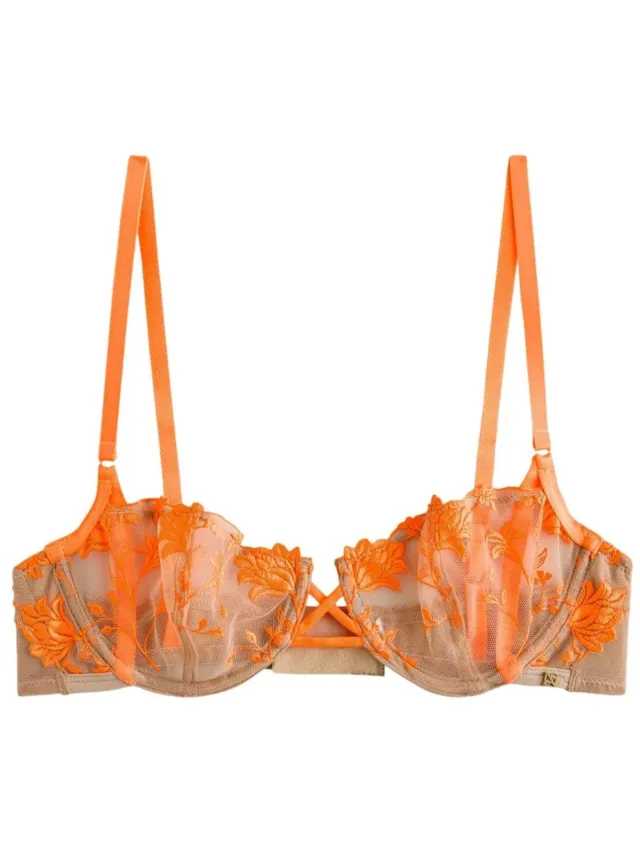 Next Dames - Premium geborduurde balkonbeha zonder vulling - Oranje Orange