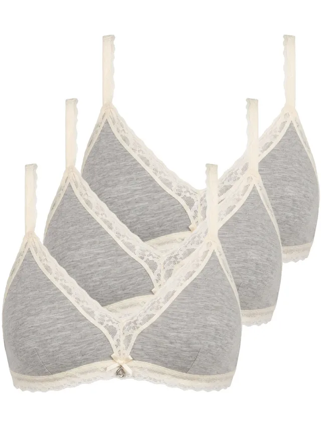 Like it! 3-pack bralettes Kim ivoorgrijs
