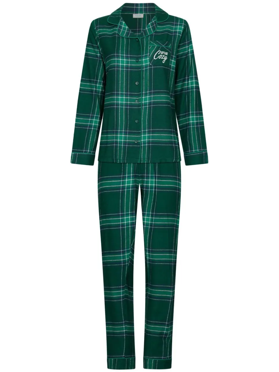 Rebelle flanel pyjamaset donkergroen donkergroen/lichtgroen/wit, foto 2