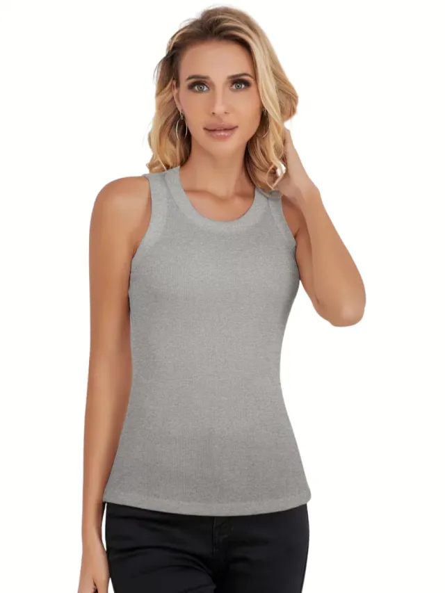 Currero Topje Dames - Top Kleding - Shirt - Blouse - Kort - Volwassen - Lichtgrijs