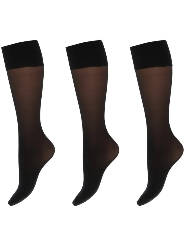Marianne Dames Kneehighs Support Lycra Panty - 40Den - 3-Pack-38 - Zwart