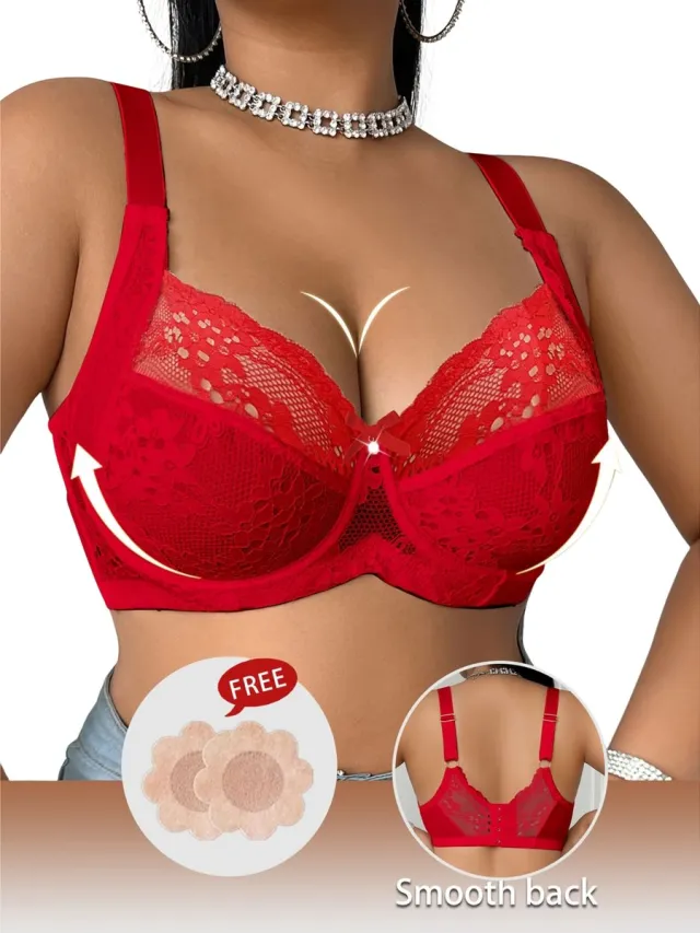 Currero BH Zonder Beugel - Strapless - Zonder Bandjes - Met Voorsluiting - Push-up Bh's - Comfort Beha - Comfortabel - Grote Sluiting - Rood - Cupmaat
