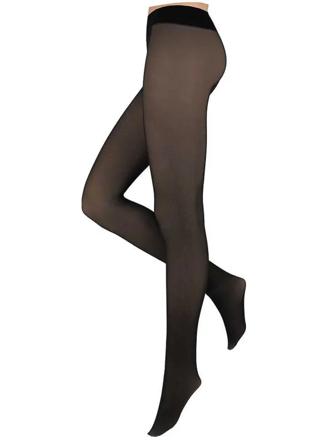Sarlini Fleece panty - Dames - Zwart/Nude - gevoerde panty - fleece panty zwart - thermo panty - Tiktok panty - warme panty