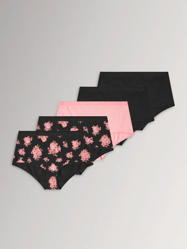 Yours Yourset Set Van 5 Oranje Maxislips Met Bloemenprintsize 50-52 Orange