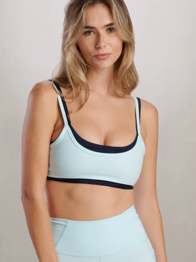 SEAAV dames vegan Sportbeha Liftline Layered Spun Sugar Lichtblauw