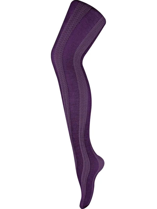Sock Snob Dames80 denier ondoorzichtig patroon panty's - Stripe Imperial Purple Paars