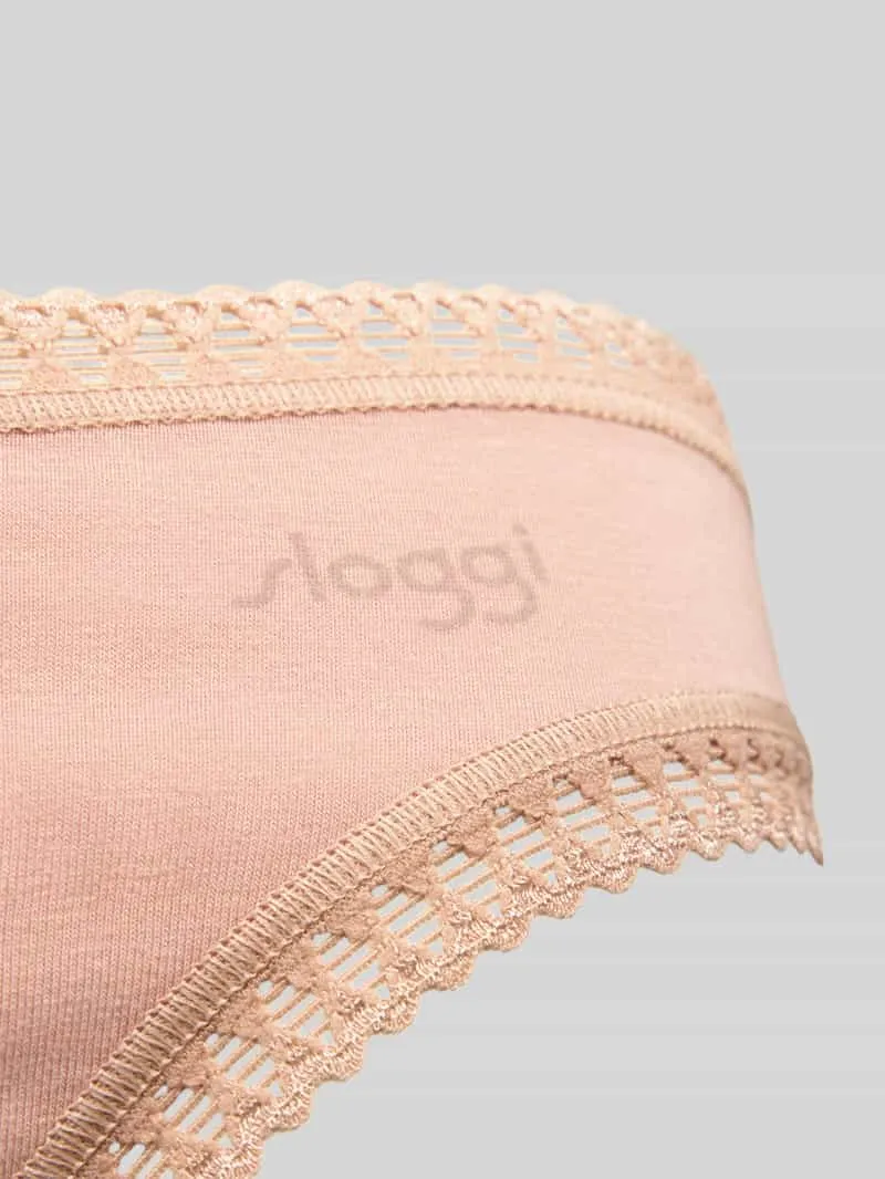 Sloggi Slip met gehaakt kant, model 'GO Crush' in een set van 3 stuks Beige