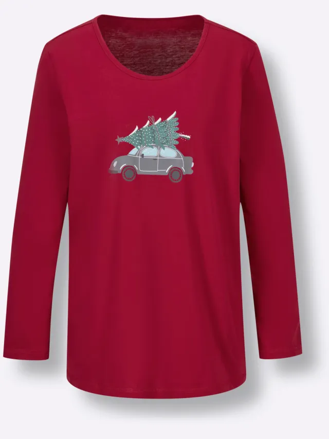 Pyjamashirt rood/antraciet, foto 2
