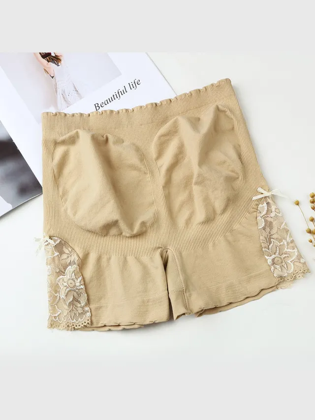 Wow Peach Seamless Lace Padded Buttlift Short - Corrigerend Ondergoed - Shaping Broekje - Comfort Short - Nude - One size