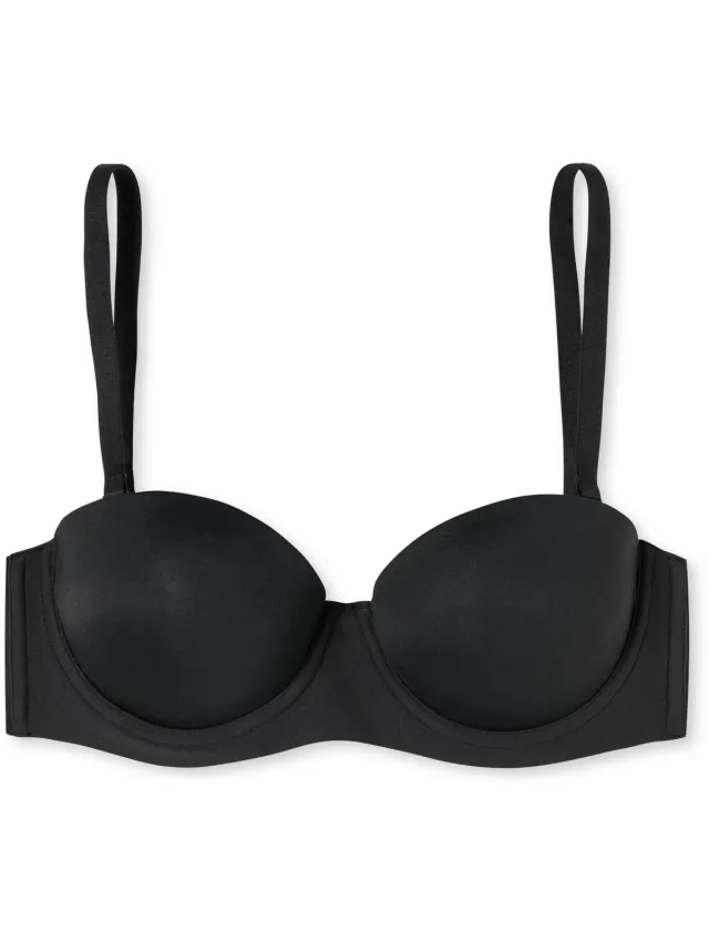 Schiesser Bandeau BH Unique Micro - met cups ook zonder bandjes - Dames Beha - zwart