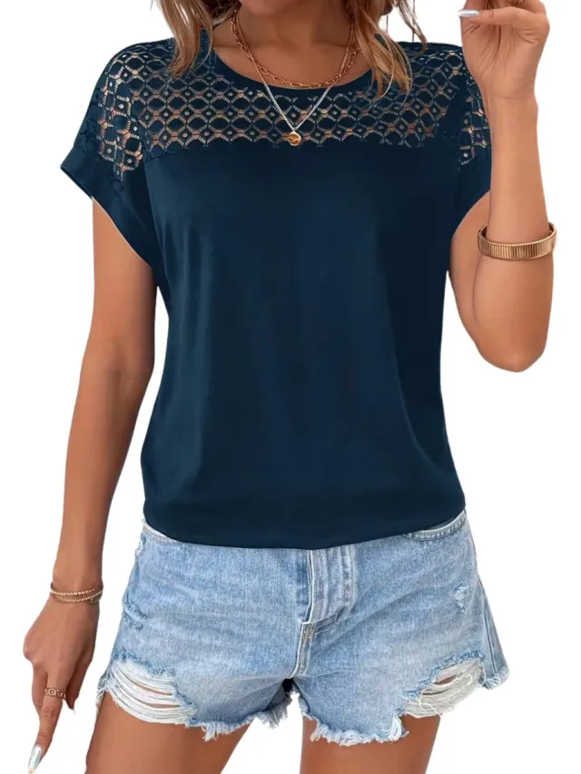 Currero Topje Dames - Top Kleding - Shirt - Blouse - Kort - Volwassen - Zeeblauw Zee blauw